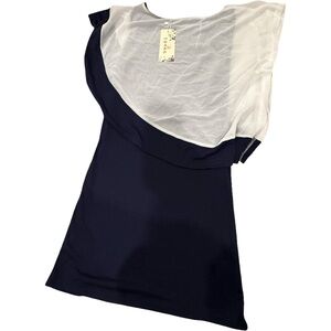 Chic Navy and White Women's Blouse